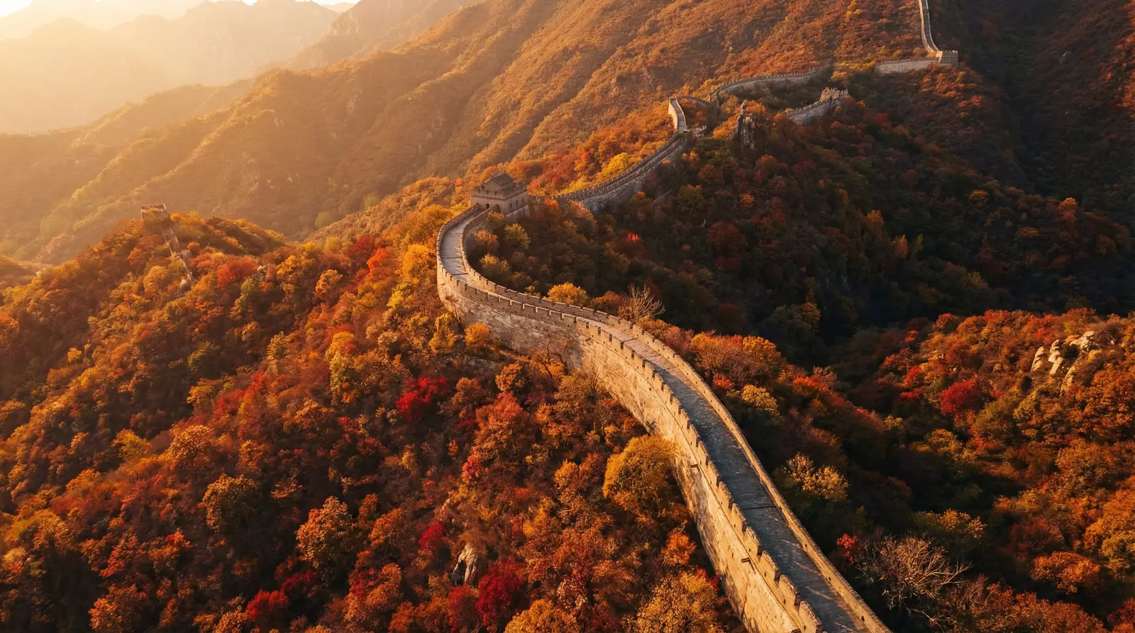 九周半 秋日长城航拍全景